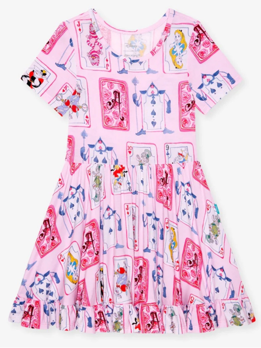 Disney Pink Alice in Wonderland & the Queen Playing Cards Ruffled Twirl Dress